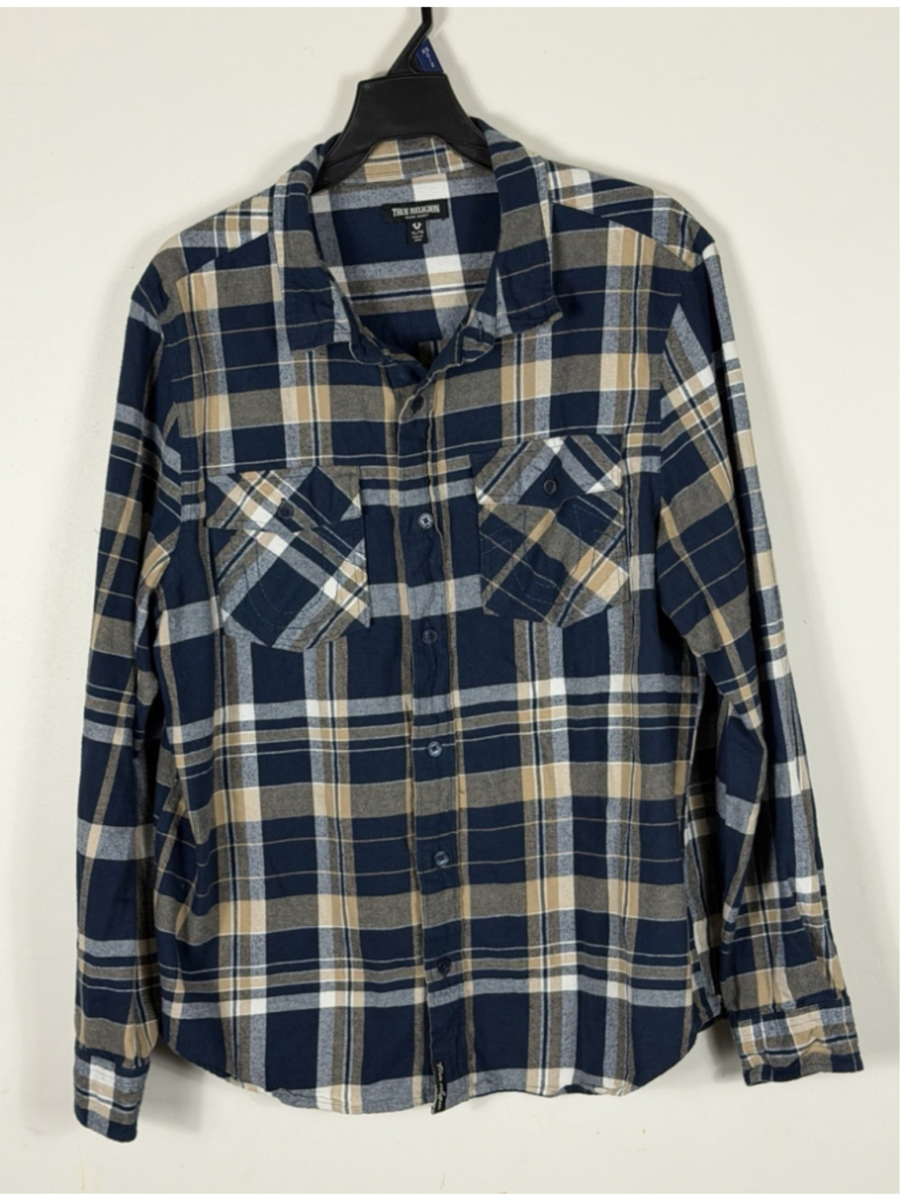 True Religion Men's Plaid Brushed Flannel Shacket Size Xl